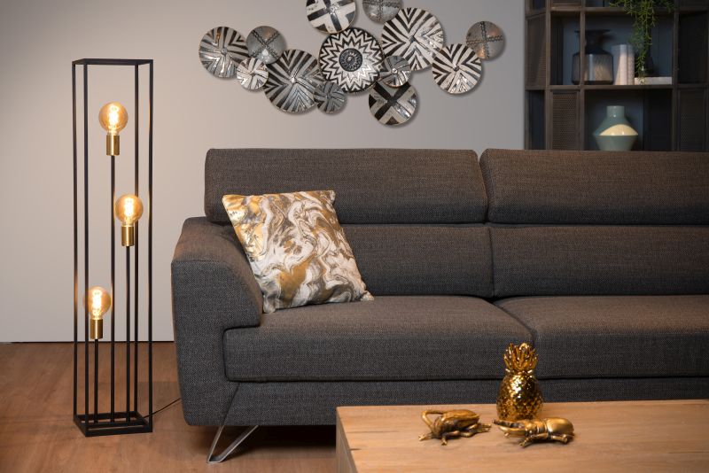 Lucide RUBEN - Stojacia lampa - 3xE27 - Čierna